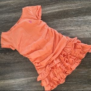 Polo Ralph Lauren Orange Ruffle Ruched Dress